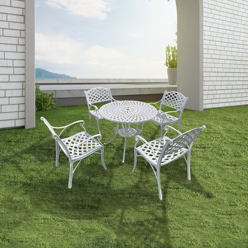 Lucio Cast Aluminium Garden Patio Seating 4 Chair and 1 Table Set