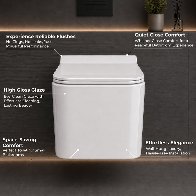 Plantex Platinum Ceramic Wall Hung Commode/P Trap Western Commode for Toilet/Rim Washdown Western Toilet with Soft Close Toilet Seat Cover- (White)-5