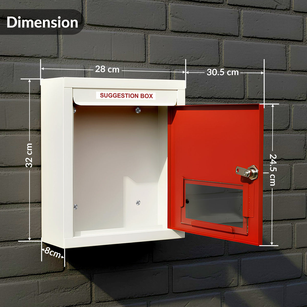 Plantex All in 1 Multipurpose Letter Box/Suggestion Box/Complaint Box/Donation Box with Lock Table Top or Wall Mount (Red & Ivory)