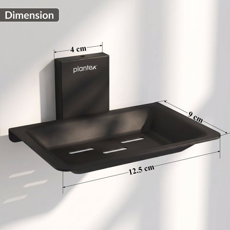 Plantex 304 Grade Stainless Steel Bathroom Soap Holder/Wall Mounted Soap Holder/Soap Dish Stand/Bathroom Accessories - Crystal (Black)-2