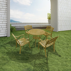 Lucio Cast Aluminium Garden Patio Seating 4 Chair and 1 Table Set