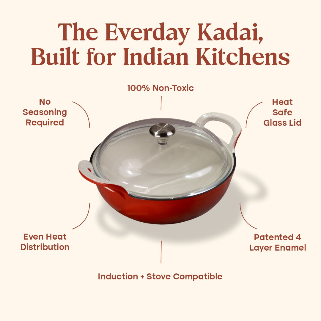 No. 10 Enamel Cast Iron Kadai (3L)
