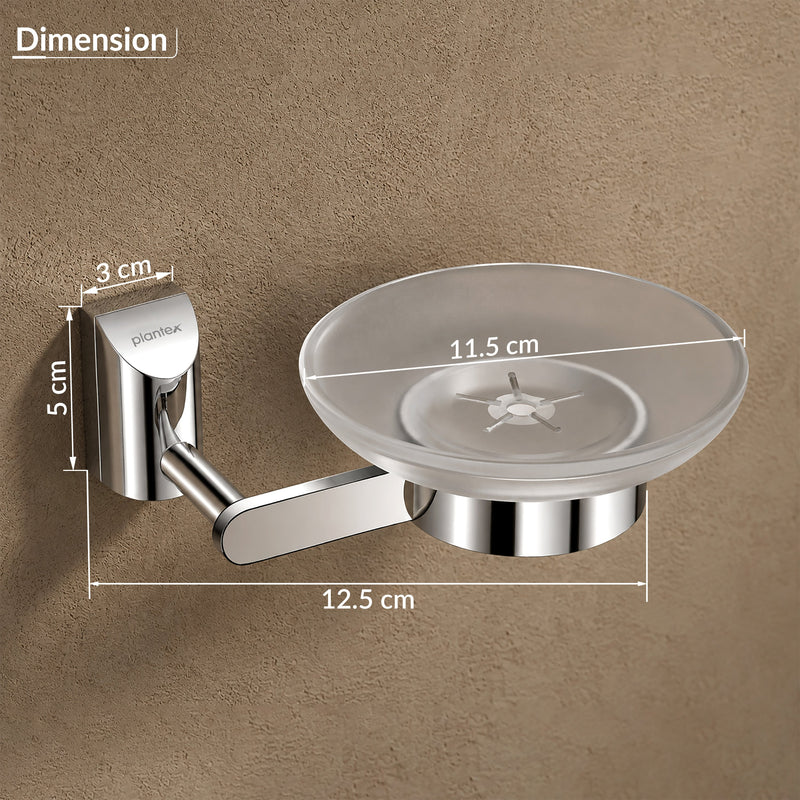 Plantex Smero Pure Brass and Glass Soap Holder for Bathroom & Kitchen/Soap Stand/Case/Dish/Bathroom Accessories - Superb (Chrome)-2