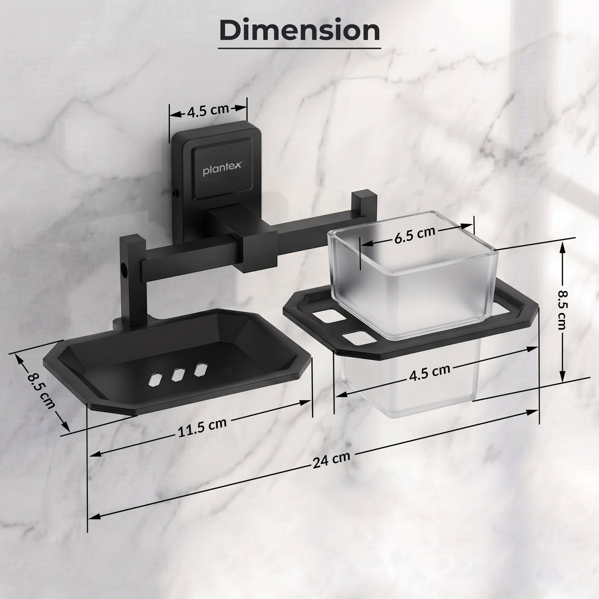 Plantex 304 Stainless Steel Soap and Brush Holder Stand for Bathroom and Wash Basin/Bathroom Accessories Darcy (Black)-2