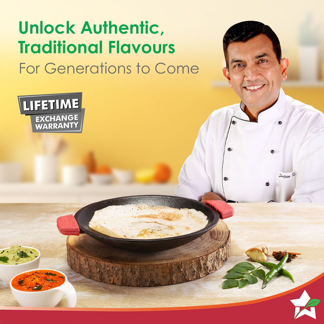 Forza Cast-iron Appachetty | 20cm | Made from Heavy-duty Cast-iron | For Appams, Dosas, Rotis | Naturally Non-stick | Uniform Heating, Slow Cooking | Chemical-free | Lifetime Warranty