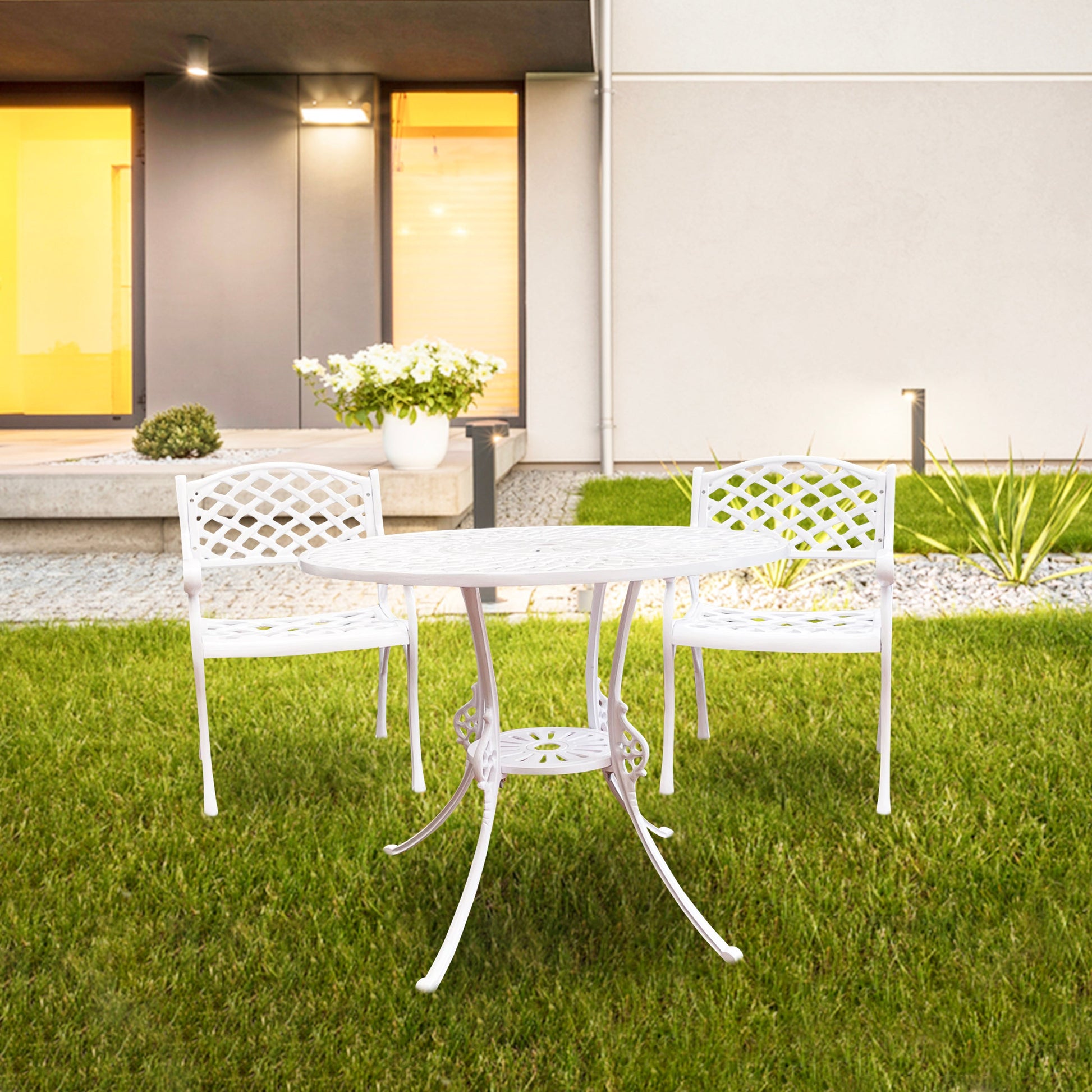 Natale Cast Aluminium Garden Patio Seating 2 Chair and 1 Table Set