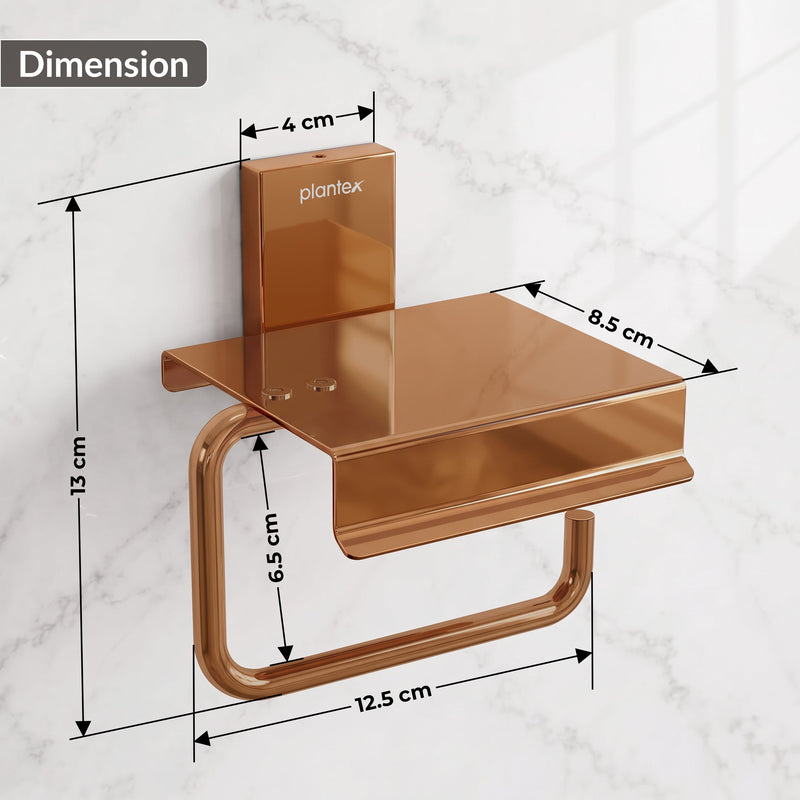 Plantex 304 Grade Stainless Steel Stylish and Durable Toilet Paper Stand/Bathroom Tissue Paper Holder with Mobile Stand/Bathroom Accessories (Crystal,PVD Rose Gold)-2
