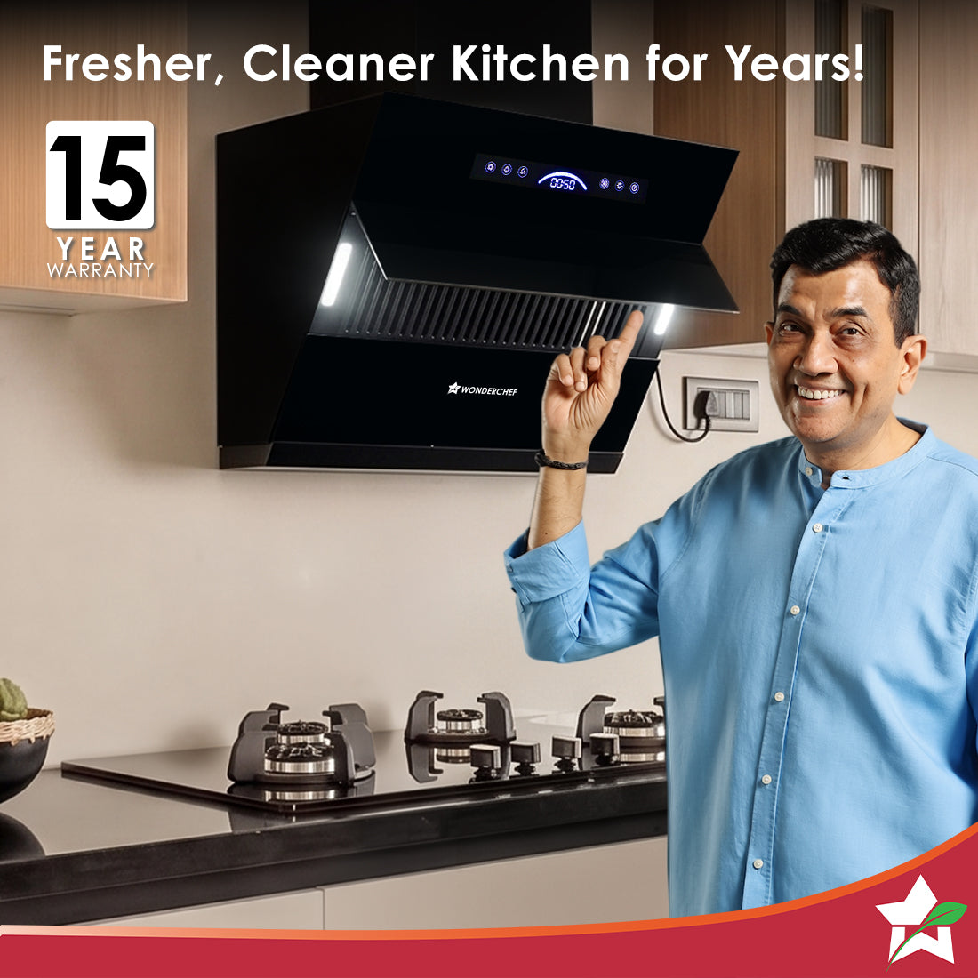 Wonderchef Ultra Slant 60cm Filterless Auto-clean Kitchen Chimney with Oil Collector, BLDC Motor, Suction 2000 m3/hr, Mo