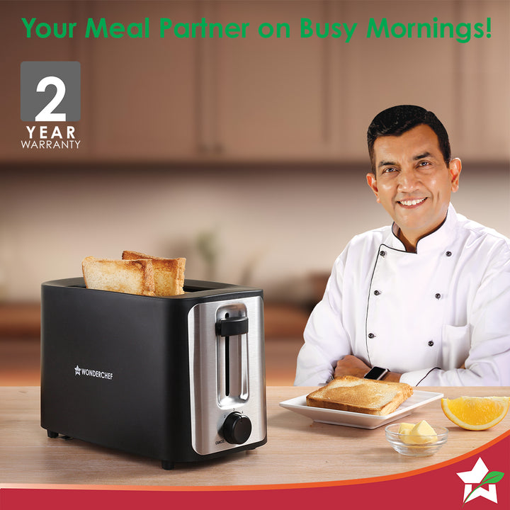 Roma 2-Slice Pop-up Toaster with Lid Cover, 6 Browning Options for Golden Crispy Bread Toasts, Mid-Cycle Cancel Function, Crumb Tray, 2-Yr Warranty, Black, Automatic Electric Toaster