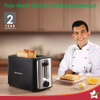 Roma 2-Slice Pop-up Toaster with Lid Cover, 6 Browning Options for Golden Crispy Bread Toasts, Mid-Cycle Cancel Function, Crumb Tray, 2-Yr Warranty, Black, Automatic Electric Toaster