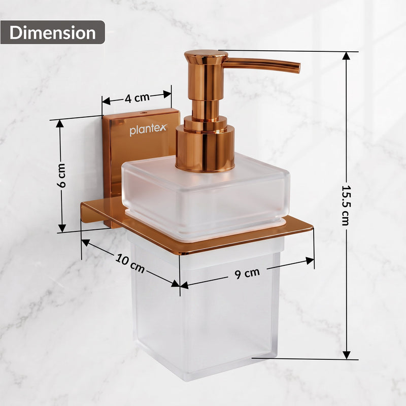 Plantex 304 Grade Stainless Steel Liquid Soap Dispenser for Bathroom/Frosted Glass Hand wash Dispenser/Bathroom Accessories - Pack of 1 (Crystal, PVD Rose Gold)-2