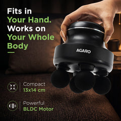 AGARO Royal Deep Tissue Body Massager with 4 Interchangeable Heads | Handheld Electric Vibration Massager for Neck, Back
