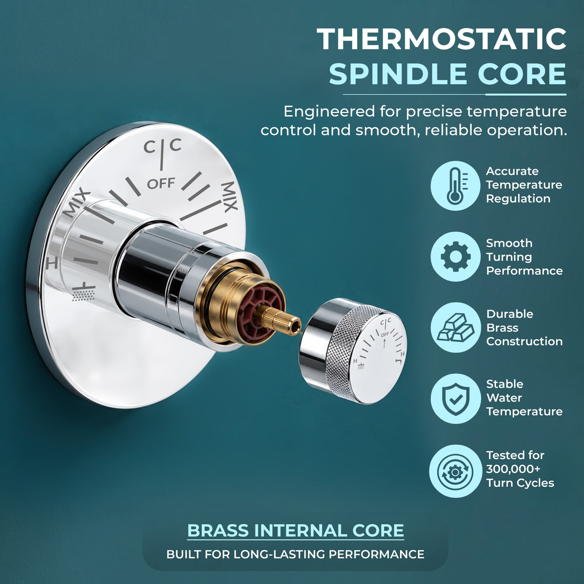 Plantex Brass Single Knob Shower Diverter with One Switch/Innovative Bathroom Mixer Valve/Cost-Effective Wall Mount Shower System Fitting - (Chrome, 8091)-4