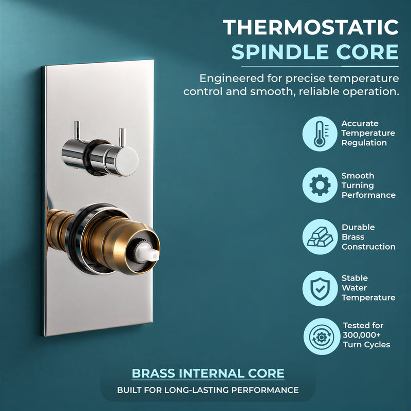Plantex 4 Way Thermostatic Shower Jet Diverter with Single Lever High Flow Mixer/Pure Brass Concealed Body & Exposed Parts Kit/Outlet Bathroom Valve - Chrome (Kubix Premium-2586)-3