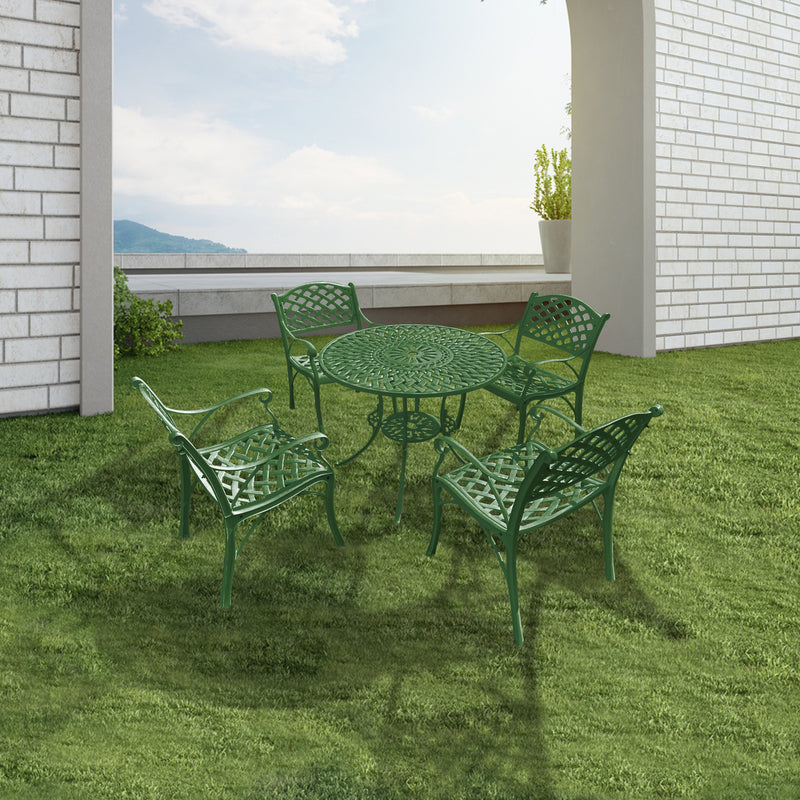 Lucio Cast Aluminium Garden Patio Seating 4 Chair and 1 Table Set