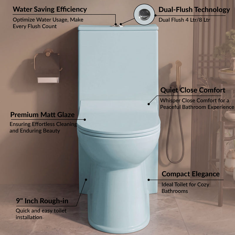 Plantex Platinum Ceramic One Piece Western Toilet/Rimless Washdown Commode for Toilet/Commode With Soft Close Toilet Seat - S Trap Outlet (Ocean)-3