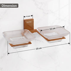 Plantex 304 Grade Stainless Steel Frosted Glass Double Soap Holder/Soap Stand/Dual Soap Dish for Bathroom/Bathroom Accessories - Pack of 1 (Crystal, PVD Rose Gold)-2