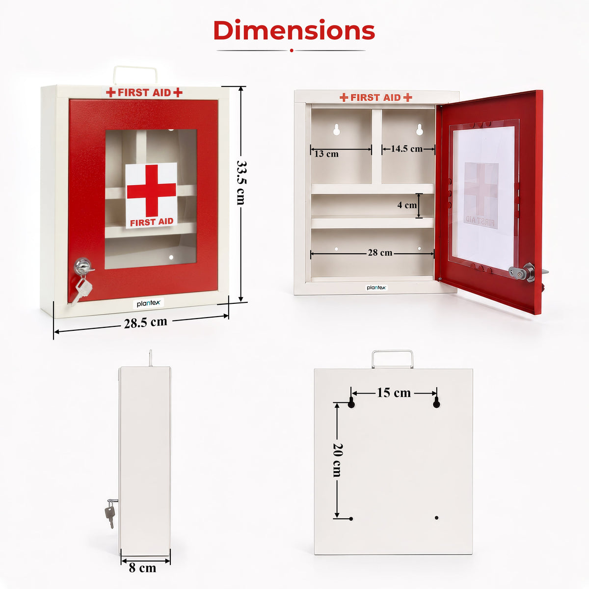 Plantex First Aid Box/Medical Box/Emergency First Aid Kit Box/Medicine Storage Boxes for Home, School & Office with Multi Compartment - (Red & Ivory) Wall Mount Metal