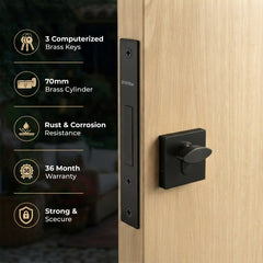 Plantex Dead Lock for Main Door/Lock with Brass 70mm Cylinder with Lock Body and 3 Computerized Keys - Pack of 1 (Z-Black)-5