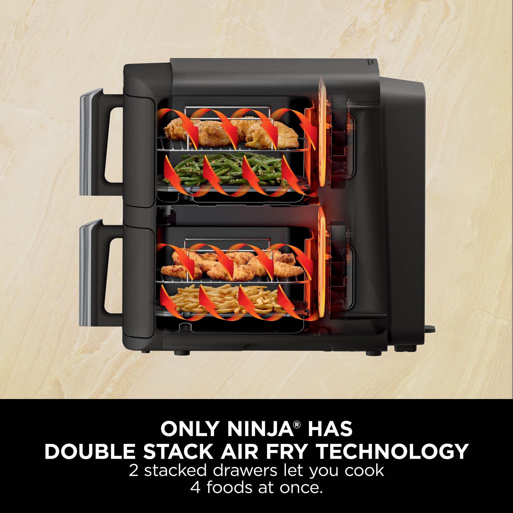 Ninja Double Stack DualZone Digital Air Fryer (SL300IN) | 7.6L, Cook 4 Foods at Once | Vertical Design