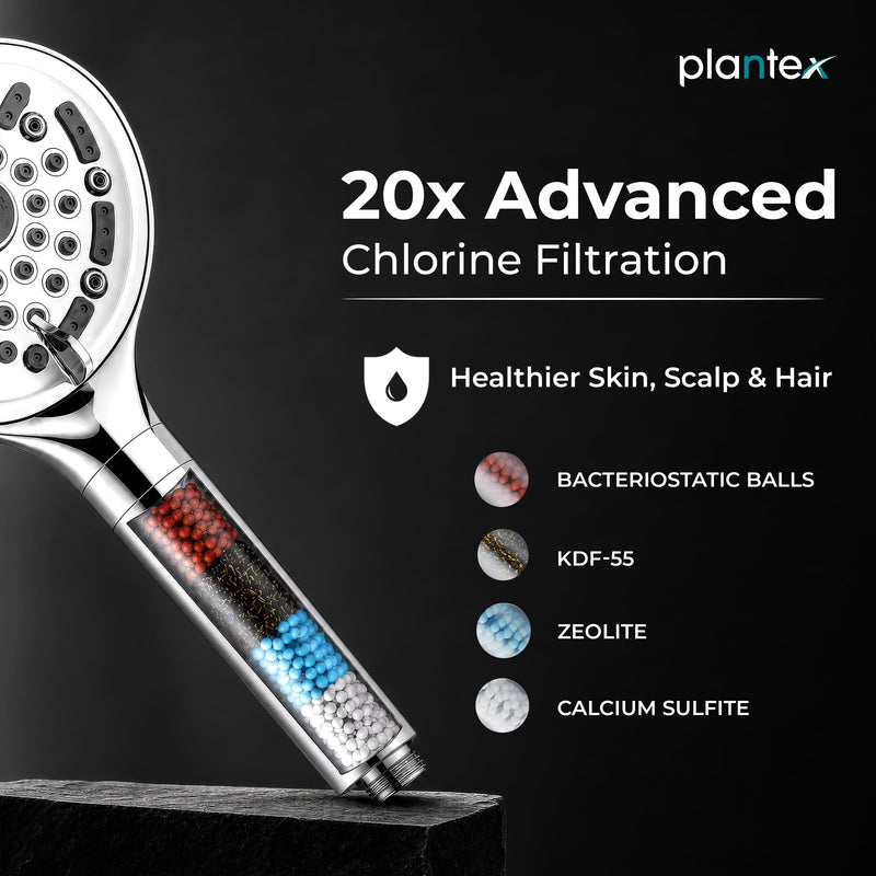 Plantex Hand Shower Filter for Bath/6 Spray Mode Shower Hand with 1.5 Meter Flexible Hose Pipe with Wall Hook/Water Softener For Hand Shower-(Chrome)-3