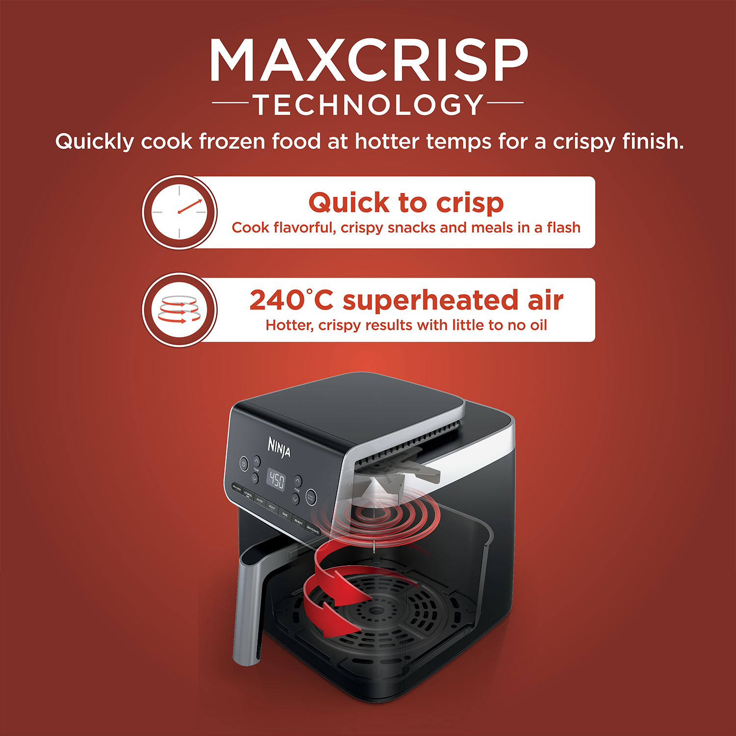 Ninja Air Fryer MAX PRO 6.2L (AF180IN) | Max Crisp Tech | Free from PTFE, PFOA & PFAS