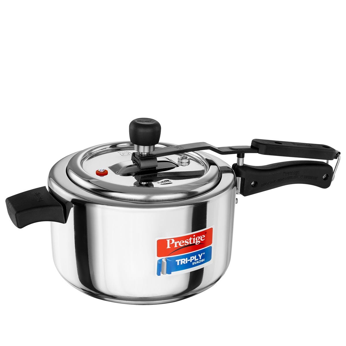 Prestige 3.5 L Tri-Ply Svachh Inner Lid Pressure Cooker, Gas & Induction, Spillage Control, Silver + Prestige Platina Popular Stainless Steel Impact Forged Bottom Kadai with Glass Lid, 24cm, 2.8 L