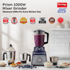 Prestige Prism Plus 1000W Mixer Grinder, 3 SS Jars & 1.5L Transparent Juicer Jar: Wet 1.5L, Dry 1.0L, Chutney 450ml, Heavy Duty Motor + Prestige 1.5L PMC 3.0 Plus Multi Kettle / Multi Cooker