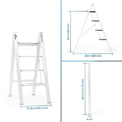 Corvids 4-Steps Premium Folding Step Stool with 2-Year Warranty (White)-2