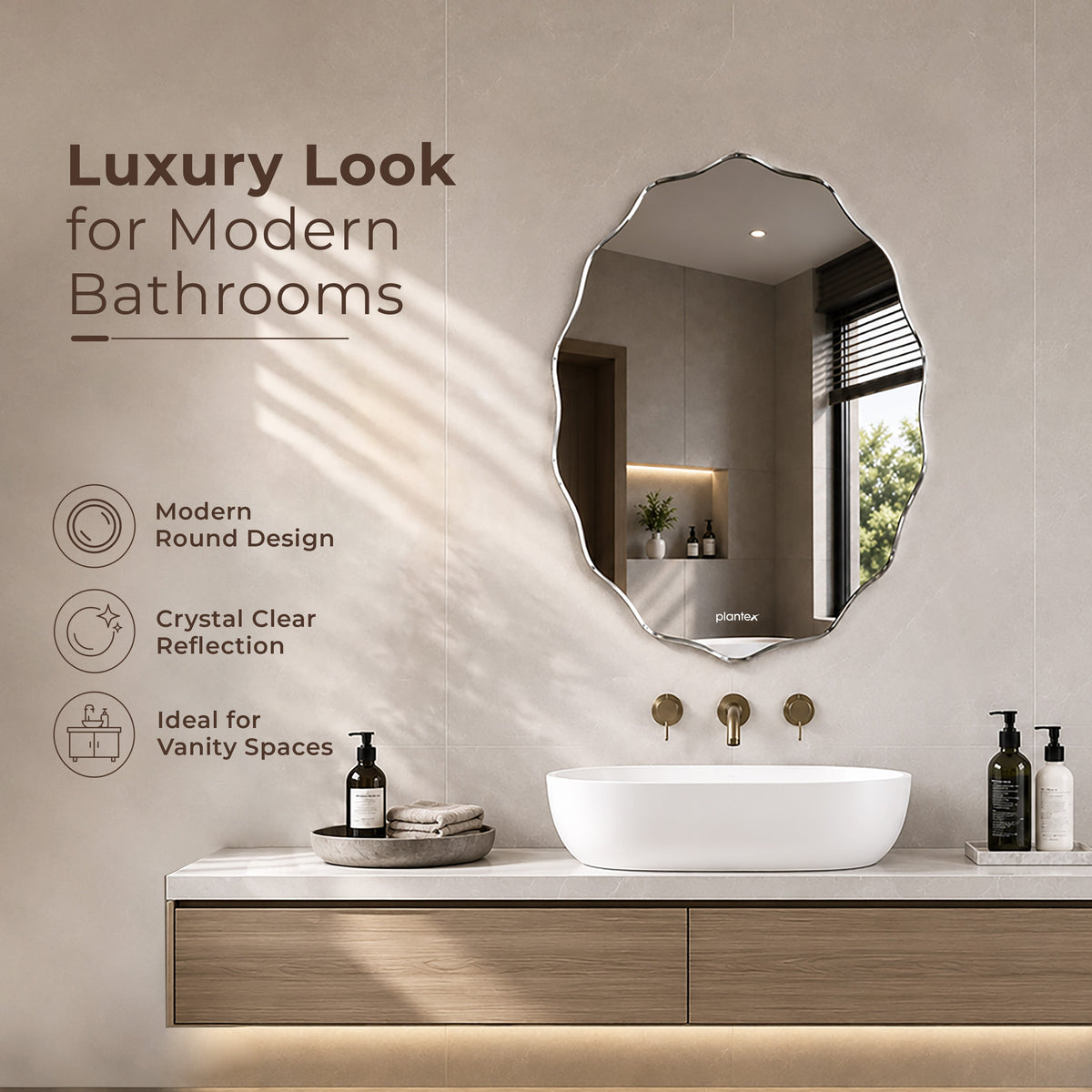 Plantex Glass Frameless Oval Mirror for Wall/Mirror with Beveled Smooth Edges/Mirror for Bathroom/Dressing Room/Living Room/Bedroom/Entryway - (18 X 24 Inch), Clear-4