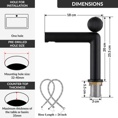 Plantex Brass Wash Basin Mixer Tap/Thermostatic Hot & Cold Basin Mixer Faucet/Deck Mount Pillar Spout for Bathroom Sink - Pack of 1 (APS-4601, Black Matt)-2
