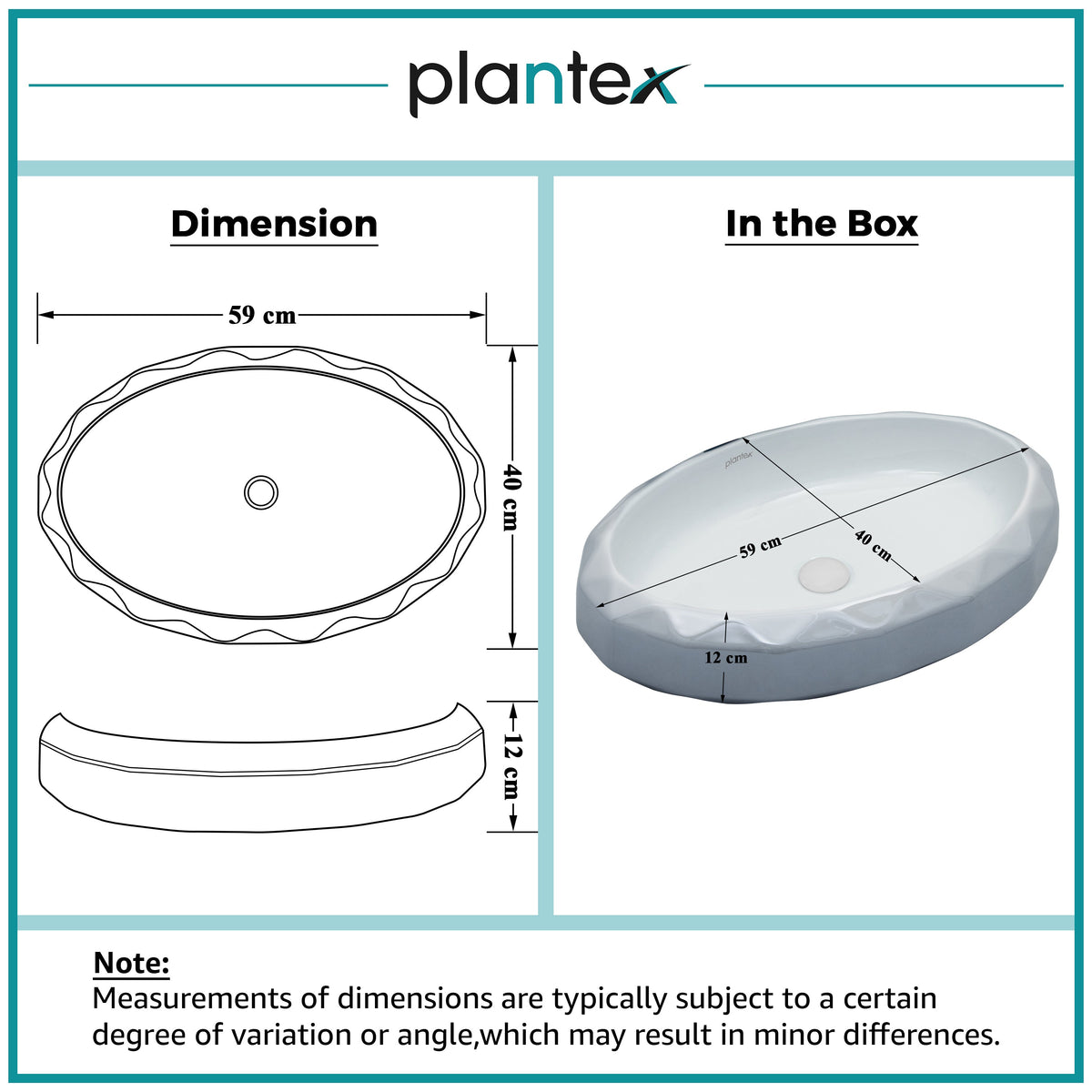 Plantex Table Top Wash Basin For Bathroom/Designer Ceramic Basin/Countertop Vessel Sink Basin - Indo-European Collection (24x 16 x 5 Inch)-2