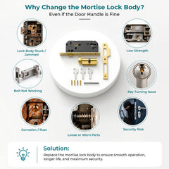 Plantex Mortise Door Lock Set with Brass Cylinder & Keys/Heavy-Duty Main Door Lock Body - Pack of 1 (PVD Gold)-3