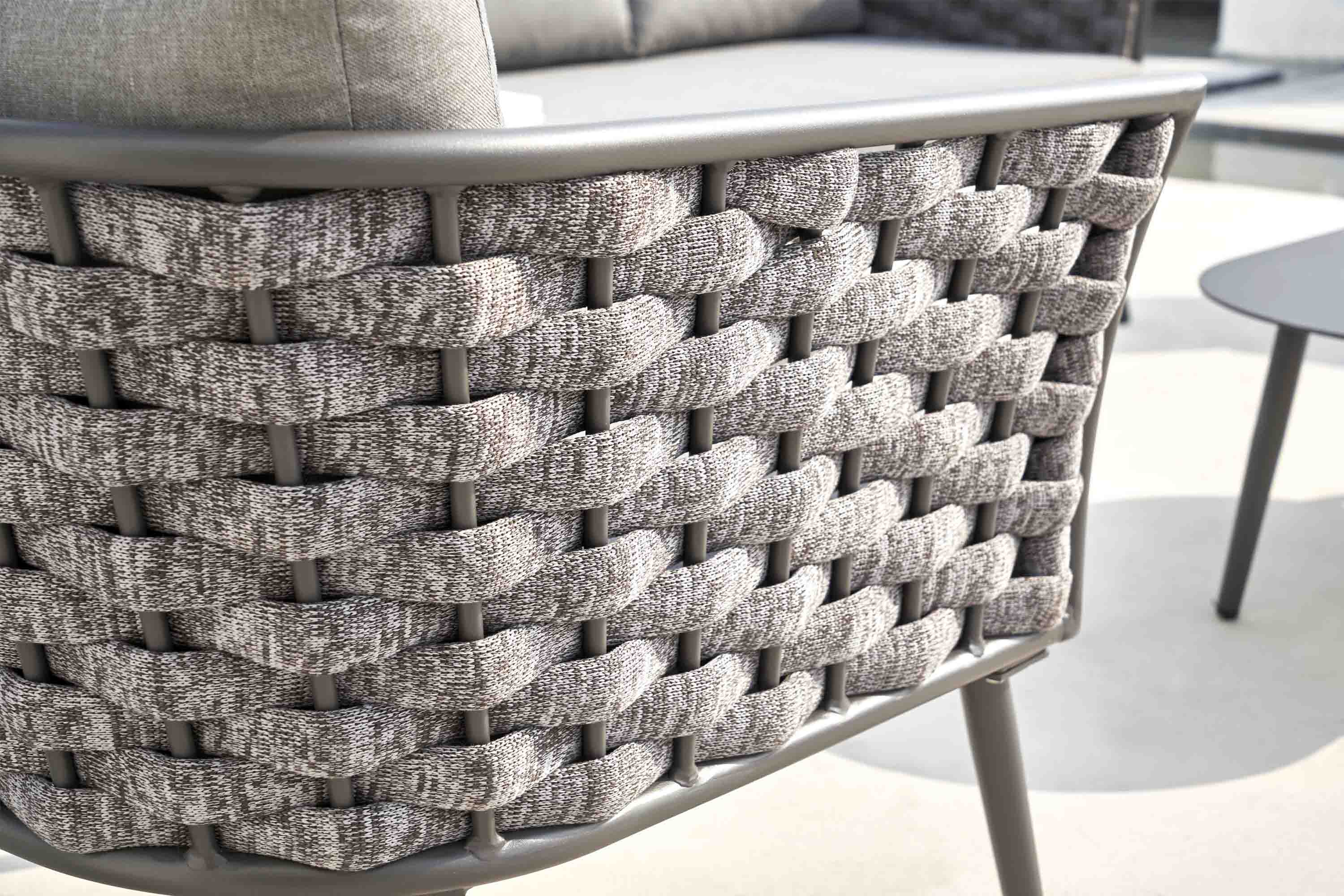 Klorix Outdoor Garden Balcony Sofa Set 3 Seater, 2 Single seater and 1 Center Table Set, Braid & Rope (Grey)