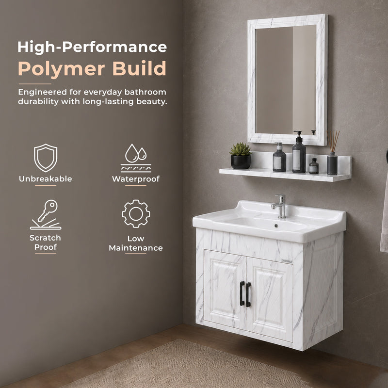 Plantex Glass, Ceramic, HPP Unbrekable Bathroom Vanity Cabinet & Washbasin Set/Basin Cabinet for Bathroom with Mirror (White)-6