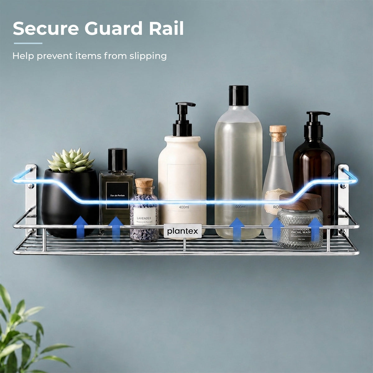 Plantex Stainless Steel Bathroom Shelf/Shelf for Bathroom Organizer/Wall Shelf for Bathroom with Railings/Kitchen Storage Shelves-(18 inch, Chrome)-3