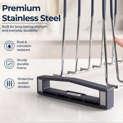 Plantex Stainless Steel Plate Organizer for Kitchen/Plate Holder Stand/Thali Stand for Kitchen Drawer/Saucer Plates Rack/Tandem Box Accessories – Set of 2 (Size - 4 & 8 Inch, Slots 10–14, Chrome)-3