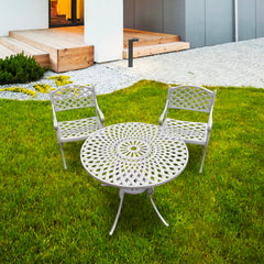 Natale Cast Aluminium Garden Patio Seating 2 Chair and 1 Table Set