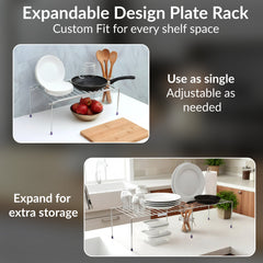 Plantex Stainless Steel Multipurpose Expandable Dish Rack/Expandable Storage Shelves for Kitchen Cabinets/Plate Stand/Utensil Rack(Chrome-Silver)-6