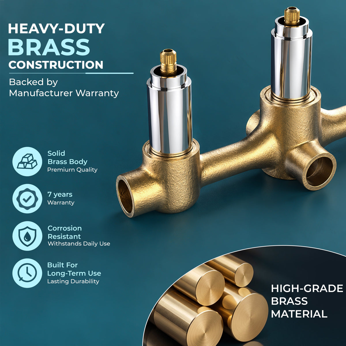 Plantex Brass Concealed Shower Mixer Valve with 3 Lever Exposed Parts Kit/High Flow Manual Diverter/Wall Mounted Bathroom Shower Control Valve (Venice-1538)-5
