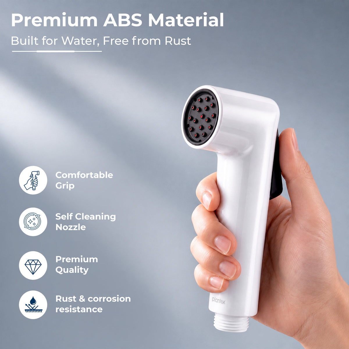 Plantex Self Cleaning Health Faucet for Toilet/ABS Plastic Jet Spray for Bathroom/Hand Gun/ Without Hose Pipe - Pack of 1 (White)-4