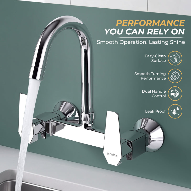 Plantex Mixer Tap for Kitchen with Wall Flange and Teflon Tape/Kitchen Sink Taps/Sink Mixer Tap Hot and Cold with 360‚° Swivel Spout (Celesiya-1248)-4