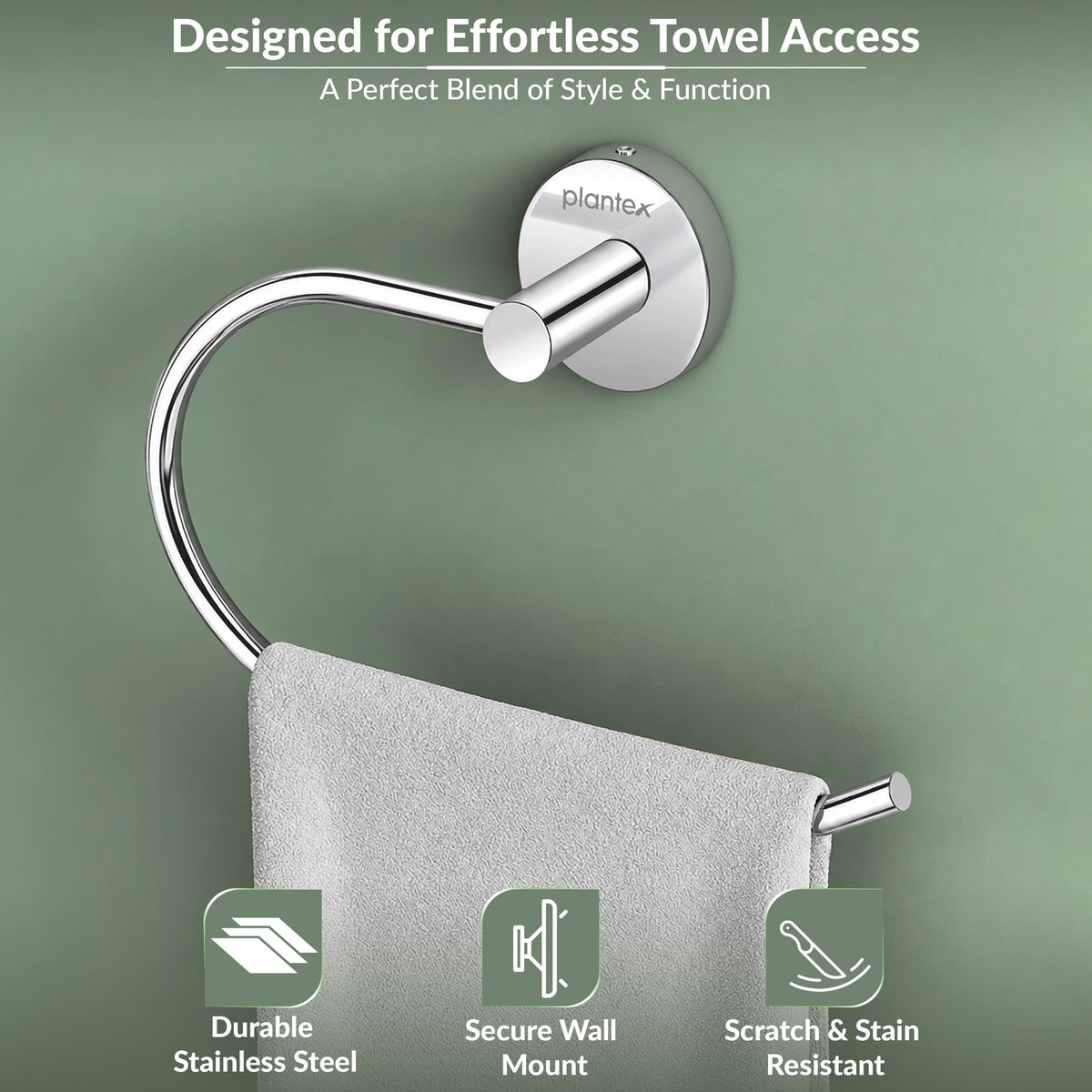 Plantex Stainless Steel Napkin Holder for Wash Basin/Towel Hanger for Bathroom/Napkin Hanger/Bathroom Accessories - Pack of 1 (Chrome)-5