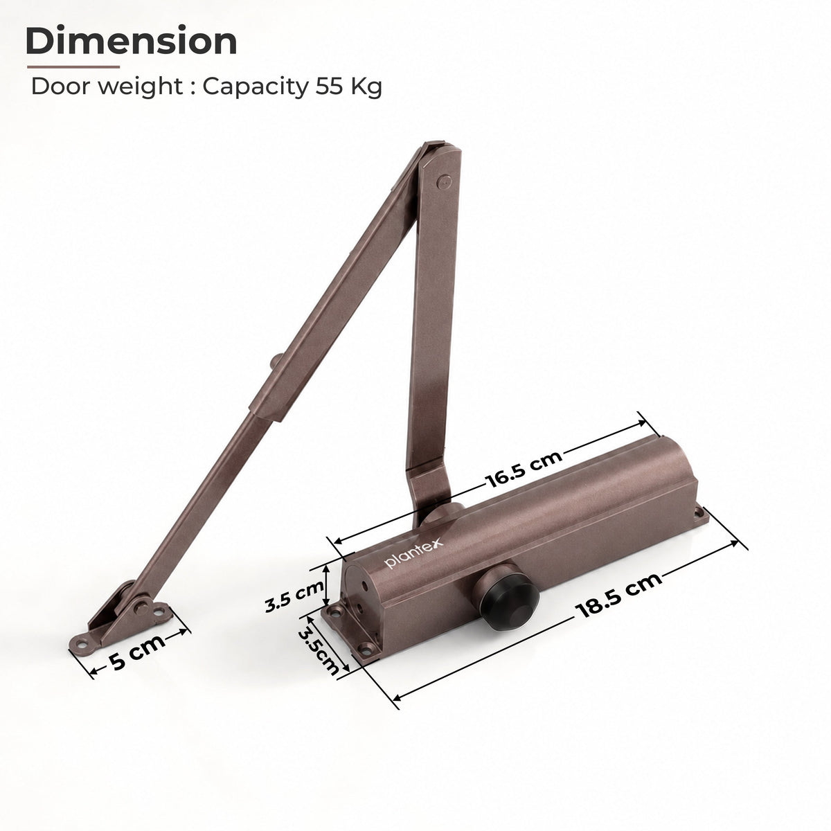 Plantex Premium Aluminium Door Closer/55kg Automatic Door Closer for Wooden Door/Adjustable Spring Door Closer- Brown (ISO 9001 Certified)-2