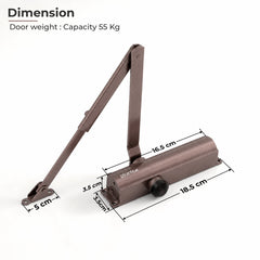 Plantex Premium Aluminium Door Closer/55kg Automatic Door Closer for Wooden Door/Adjustable Spring Door Closer- Brown (ISO 9001 Certified)-2