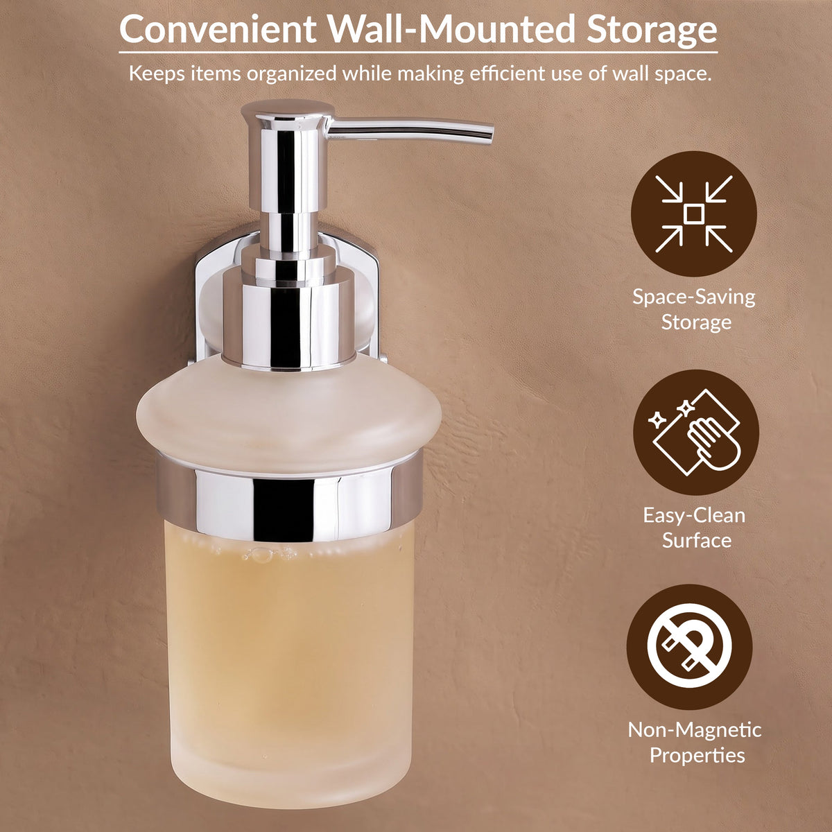 Plantex 304 Grade Stainless Steel Hand Wash Holder for Wash Basin/Liquid Soap Dispenser/Bathroom Accessories - Parv (Chrome)-5