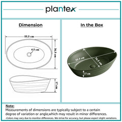 Plantex Designer Ceramic Basin/Table Top Wash Basin for Bathroom/Countertop Vessel Sink Basin for Home/Office/Restaurant (Green, 22 x 14 x 7 Inch)-2