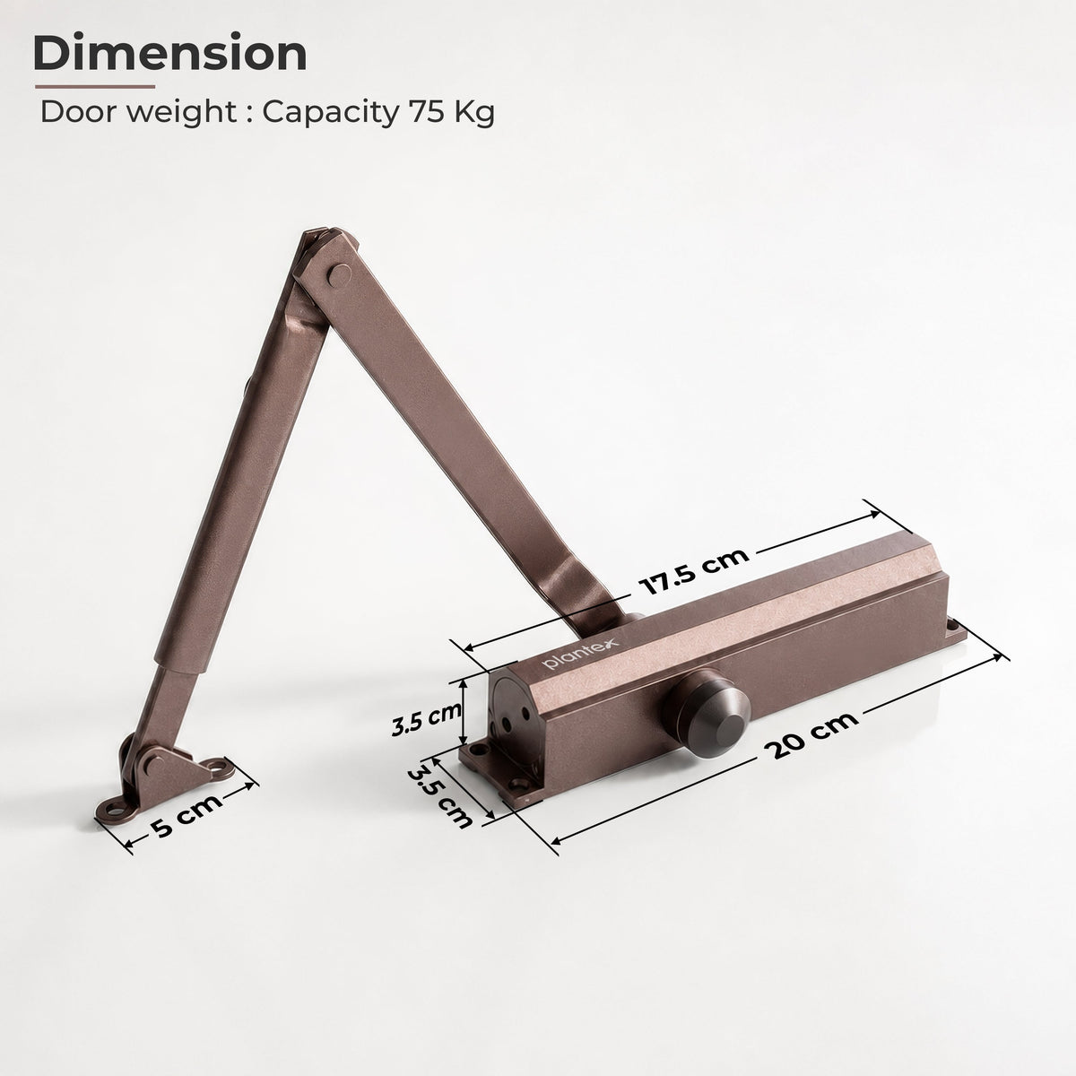 Plantex Premium Heavy Duty Aluminium Door Closer/Automatic Hydraulic Door Closer/Soft Door Closers for Hotel-Home-Office (ISO 9001 Certified)(Capacity 75 Kg, Brown)-2