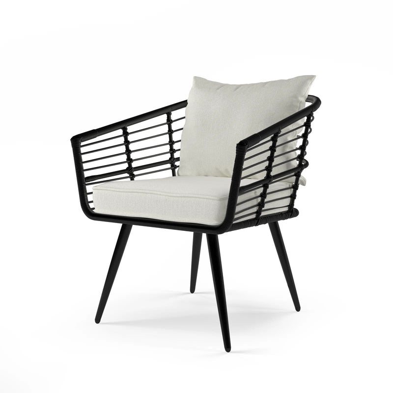 Irix Outdoor Patio Seating Set 2 Chairs and 1 Table Set (Black + White)