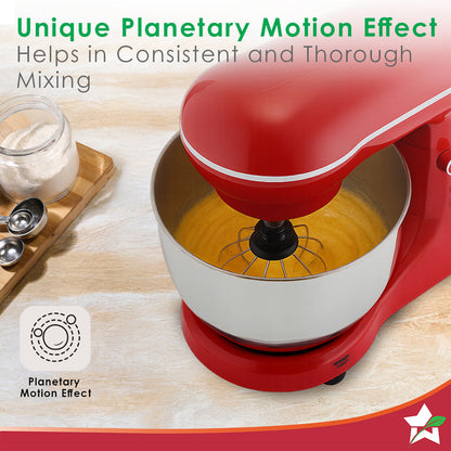 Regalia Neo Stand Mixer | 5.5L Stainless-steel Bowl | 10-speed Setting | 4 Attachments | Whisk, Whip, Beat, Mix | For Cake & Pizza Doughs, Creams, Salad Dressings, Eggs | 2 Year Warranty | Red